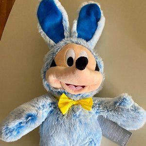 Mickey Mouse Easter Rabbit Bunny Plush Disney Store 2021 Blue Stuffed Animal New